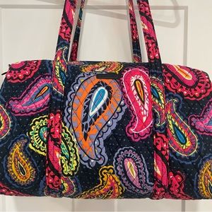 Vera Bradley medium quilted duffel bag- navy paisley